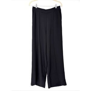 Melloday Wide Leg Pants Womens Large Black Elastic Waist Pull On Trouser